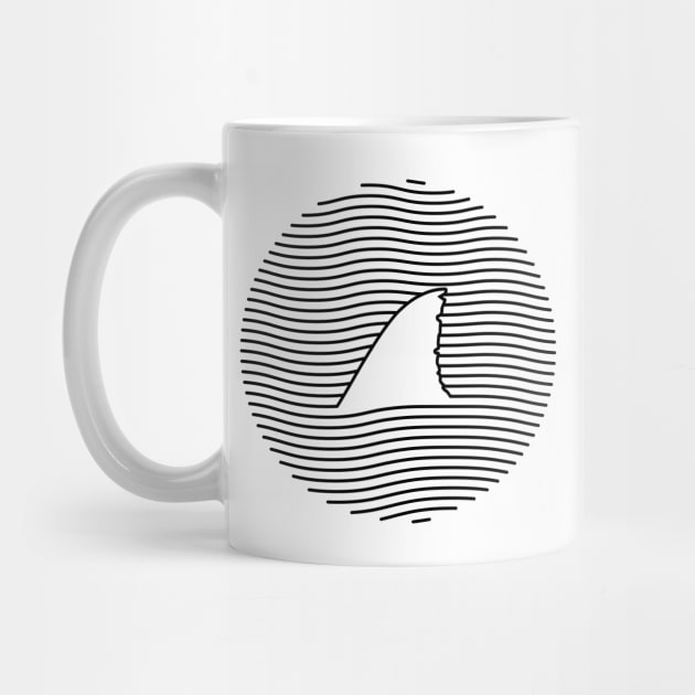 Awesome Shark Fin Line Art Shark Lover Gift by teeleoshirts